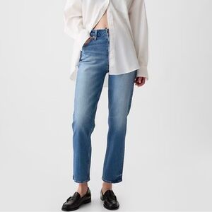 Gap High Rise Cheeky Straight Jeans Womens 26 Ankle Medium wash Button fly